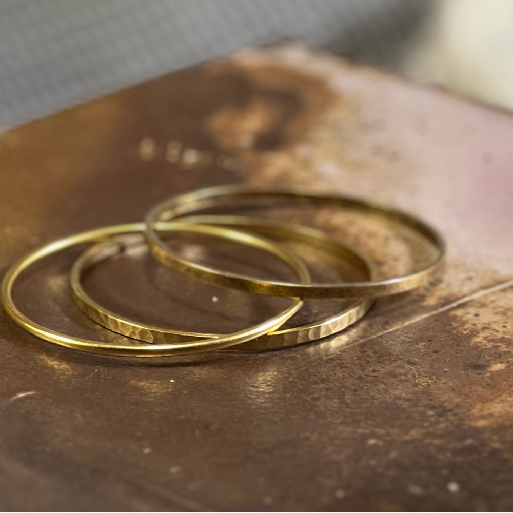 Thin Textured Gold Bangles 24k GP